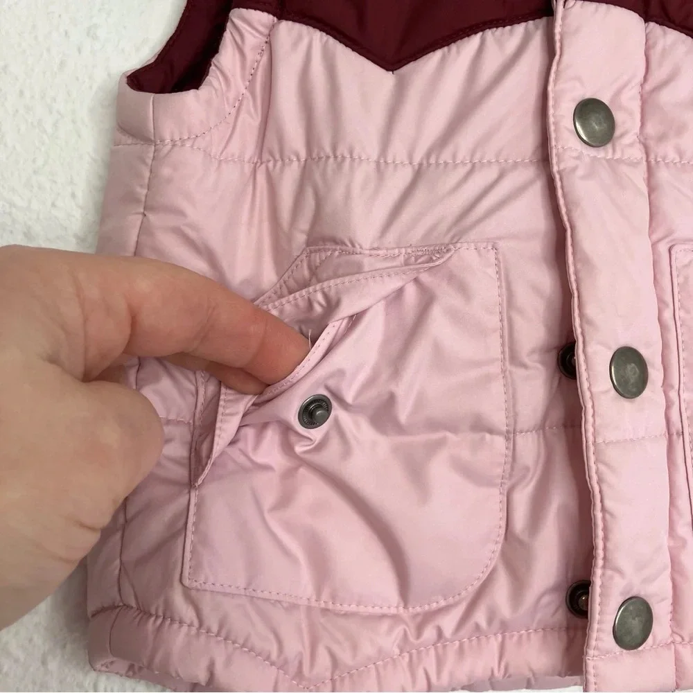 Patagonia baby puffer‎ vest pink and maroon colorblock size 6 months